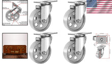 Load image into Gallery viewer, Set of 4 Heavy-Duty 4" Metal Swivel Caster Wheels - 400lbs Capacity Each