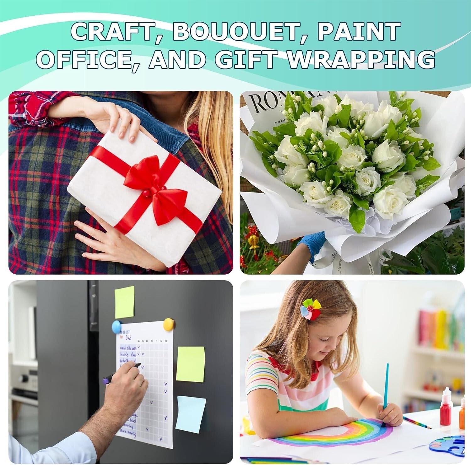 Eco-Conscious 36" x 2400" White Kraft Paper for Wrapping & Crafting Projects