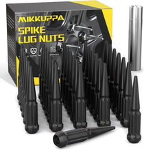 Load image into Gallery viewer, Premium 9/16-18 Spike Lug Nuts - 32 PCS Black Acorn Style for Dodge and Ford