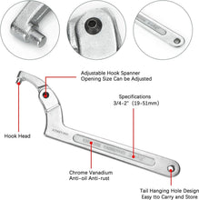 Load image into Gallery viewer, Lightweight 4-Piece Adjustable Hook Wrench Set for Vehicles &amp; Equipment