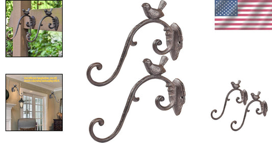 10 Inch Heavy-Duty Cast Iron Hooks – Elegant Hangers for Planters & Bird Feeders