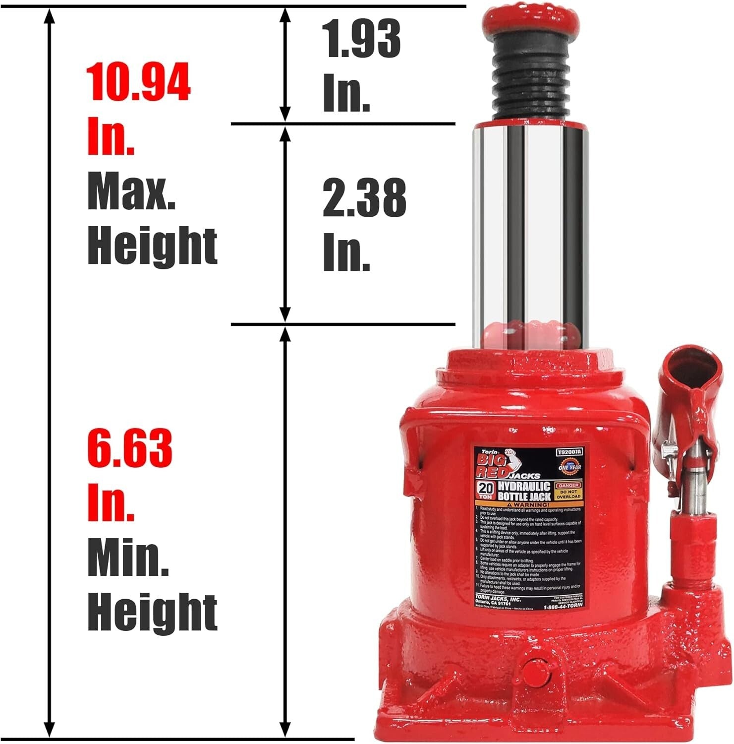 Professional Grade 20 Ton Hydraulic Bottle Jack - Stability & Safety Features