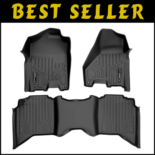 Raised Lip Floor Liners for 2012-2018 RAM Crew Cab - Durable All-Weather Design