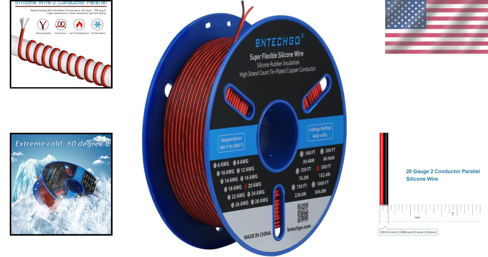 500ft 20 AWG Silicone Wire: Flexible Red & Black - Ideal for LED and Models