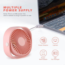 Load image into Gallery viewer, Portable Pink USB Desk Fan - 2 Piece Set with 3 Speed &amp; 360° Rotatable Design