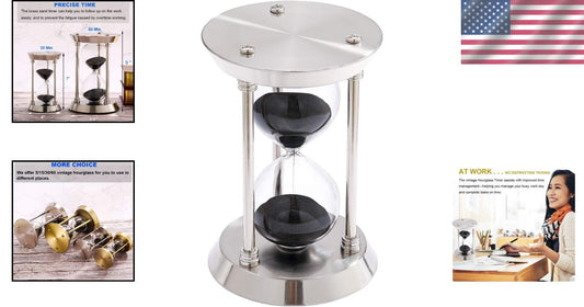 Antique Metal Sand Clock - 60 Minute Decorative Hourglass for Office Elegance