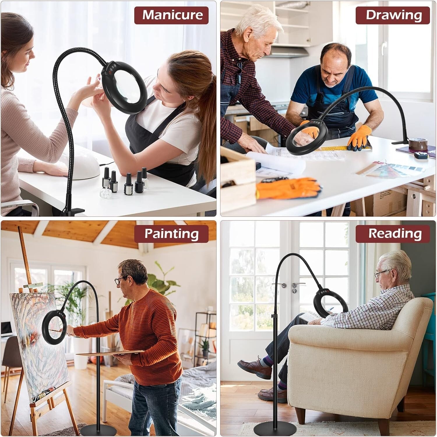 10X Magnifying Lamp with Light & 24" Gooseneck - Hands-Free Crafting Solution