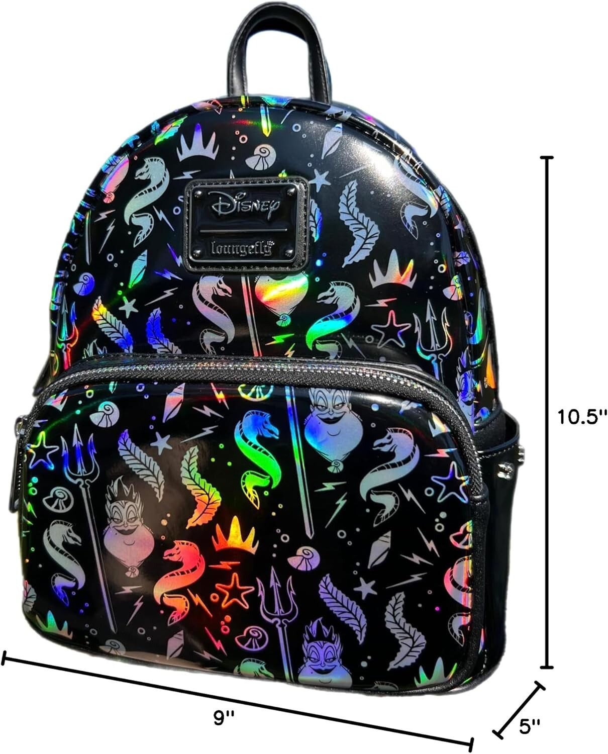 Disney Little Mermaid Ursula Mini Backpack with Adjustable Straps - 10.5 Inches