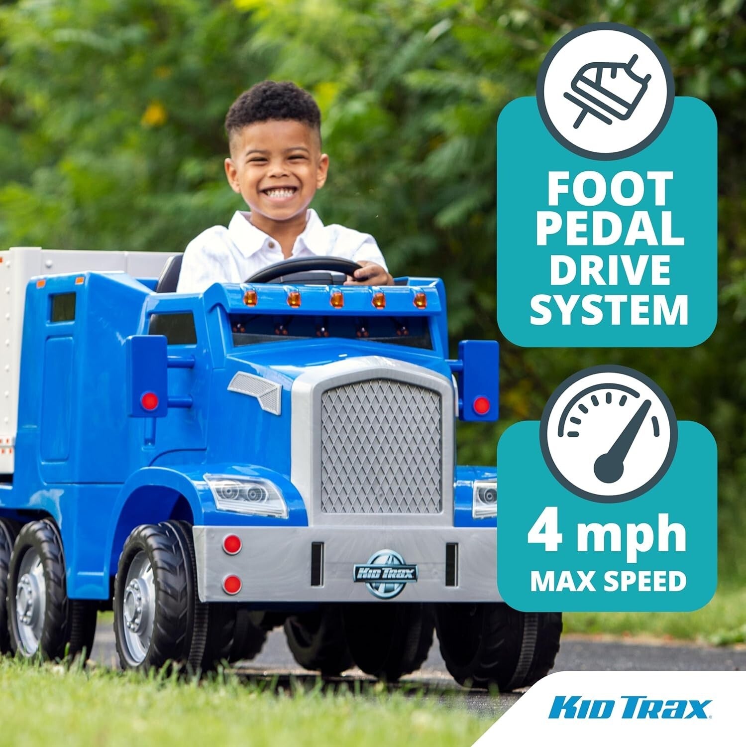 12V Kids Ride-On Semi-Truck with Detachable Trailer, Realistic Sounds & Lights