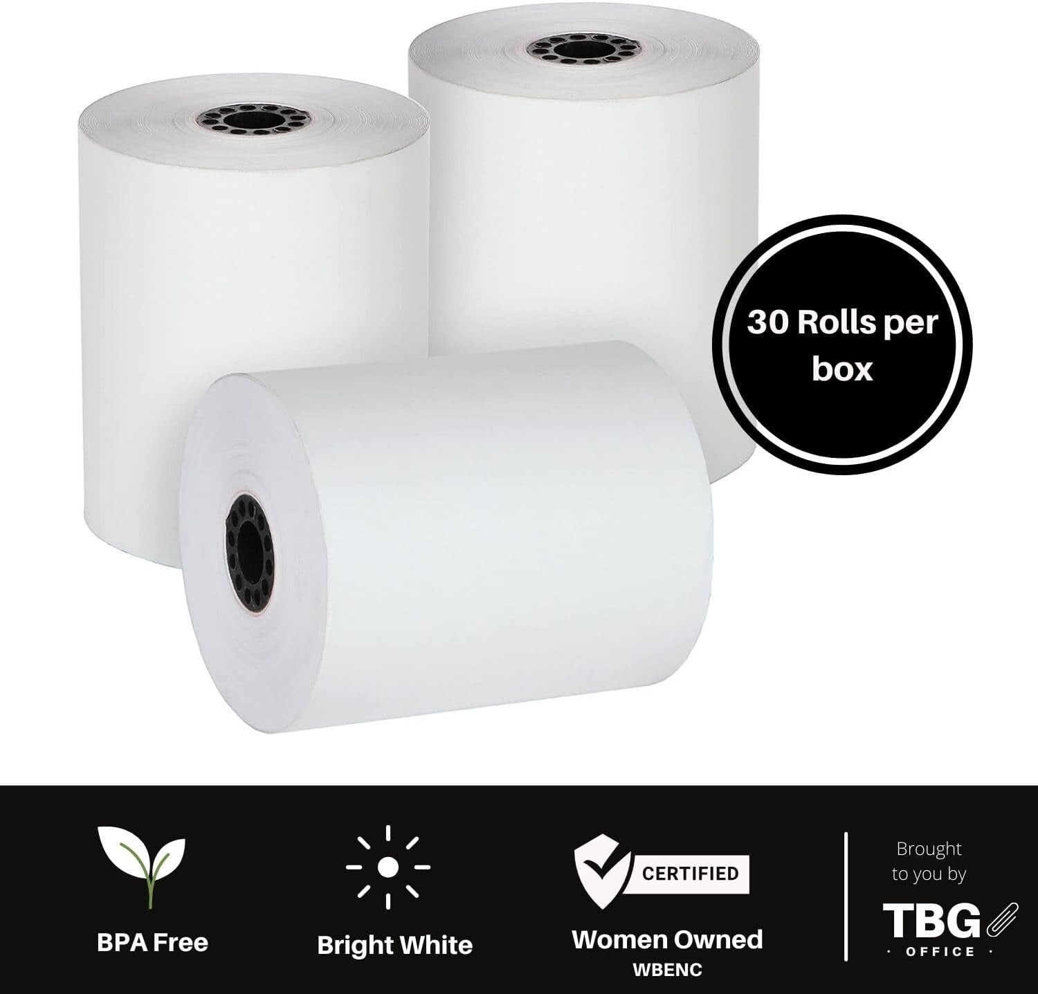 BPA-Free Thermal Receipt Paper Rolls for POS - 3 1/8” x 230’ – 30 Rolls