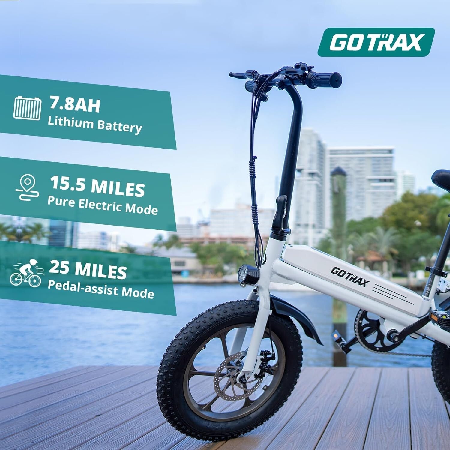 Eco-Friendly 16x3.0 Electric Bike with 25-Mile Range, Perfect for Teens & Adults