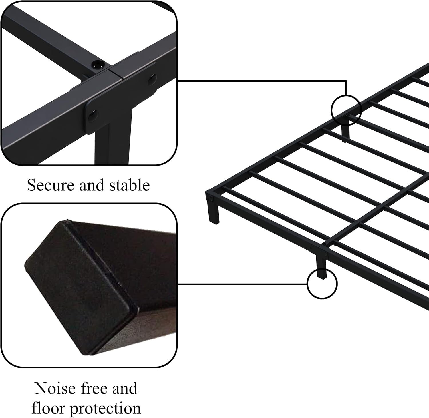 Elegant & Sturdy 7-Inch Full Bed Frame - Squeak & Scratch Resistant Design