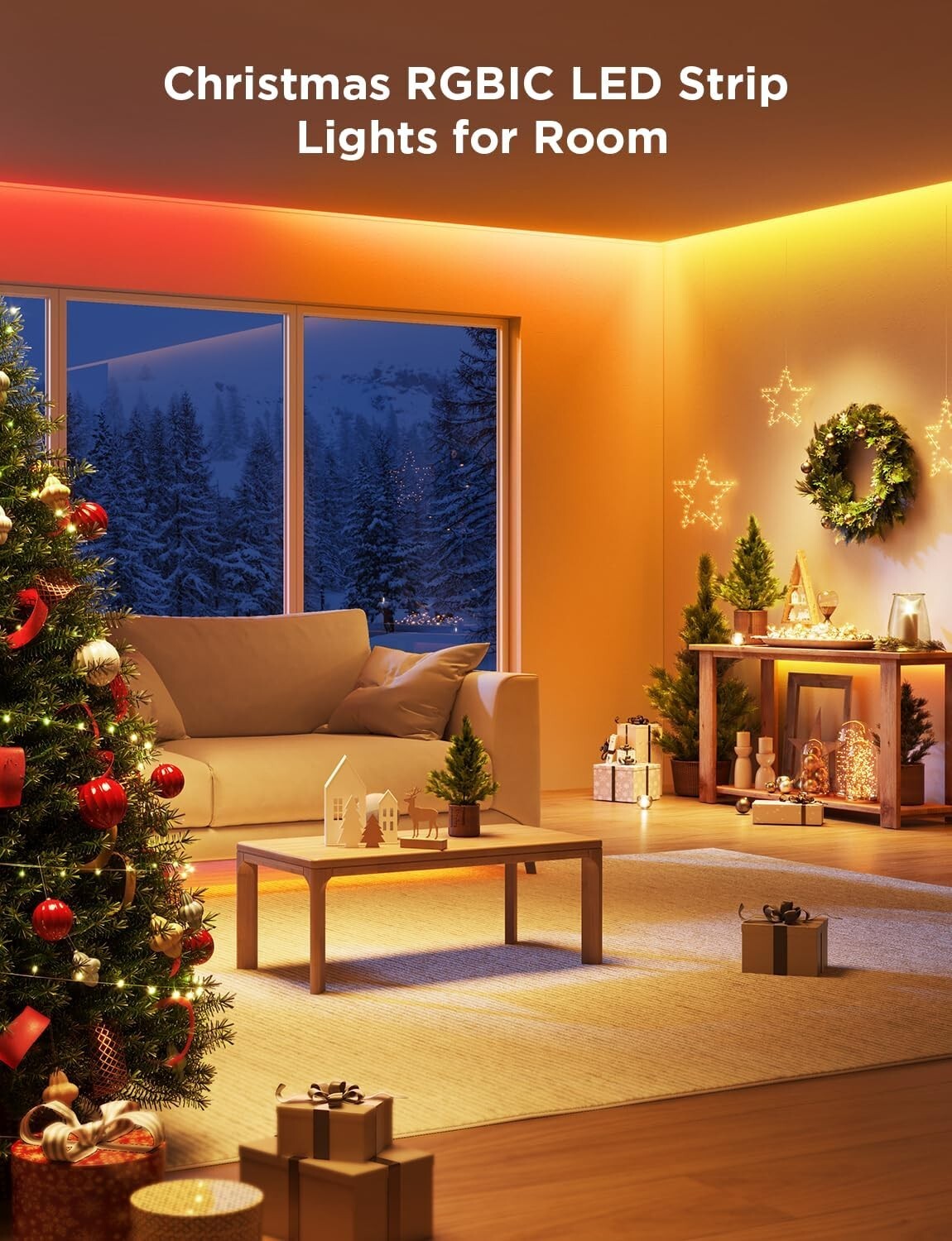 65.6ft RGBIC LED Strip Lights - Smart Bluetooth App Control for Home Decor