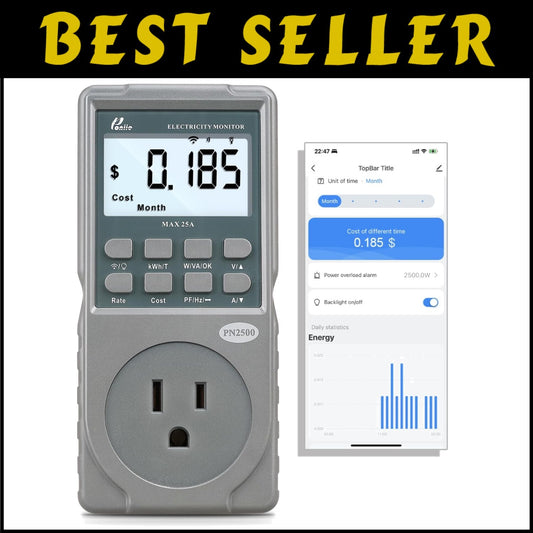 High-Power EV Charger Monitor with Wi-Fi Control & Advanced Accuracy - 60-240V