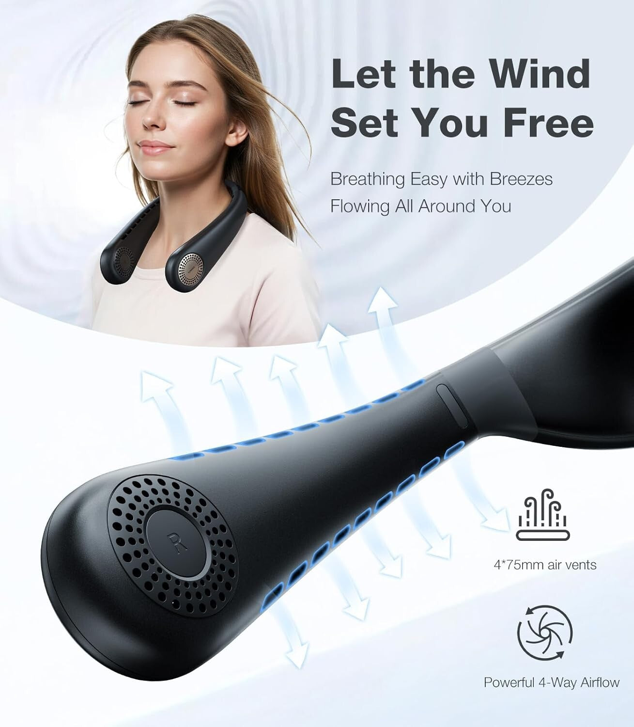 Ergonomic Neck Air Conditioner - Stylish Portable Fan with Long Battery Life