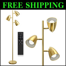 Load image into Gallery viewer, Stylish Gold Standing Floor Lamp with Remote Control, Perfect for Home &amp; Office