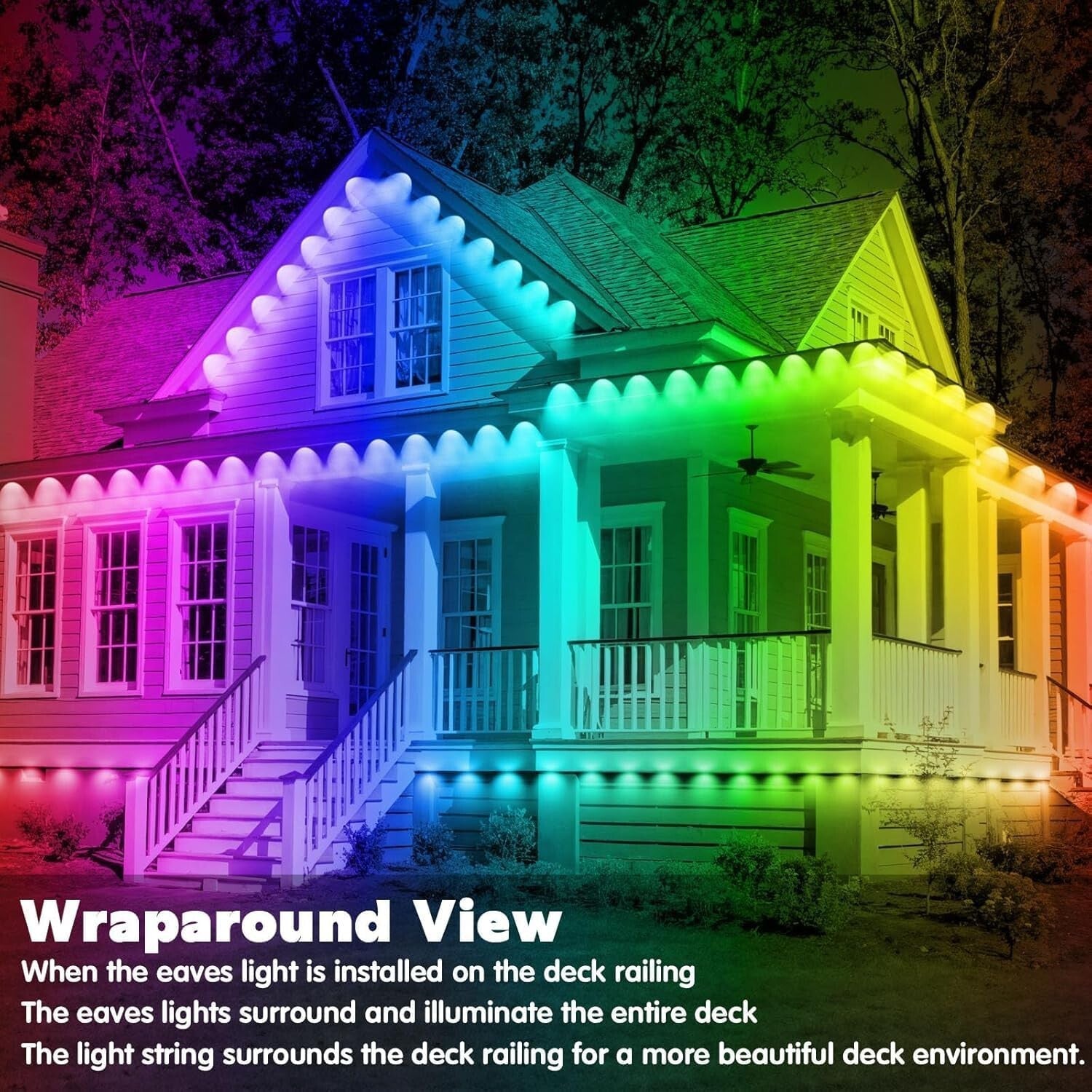 500FT Premium Outdoor RGB Lights with Bluetooth App & Music Sync - All Seasons