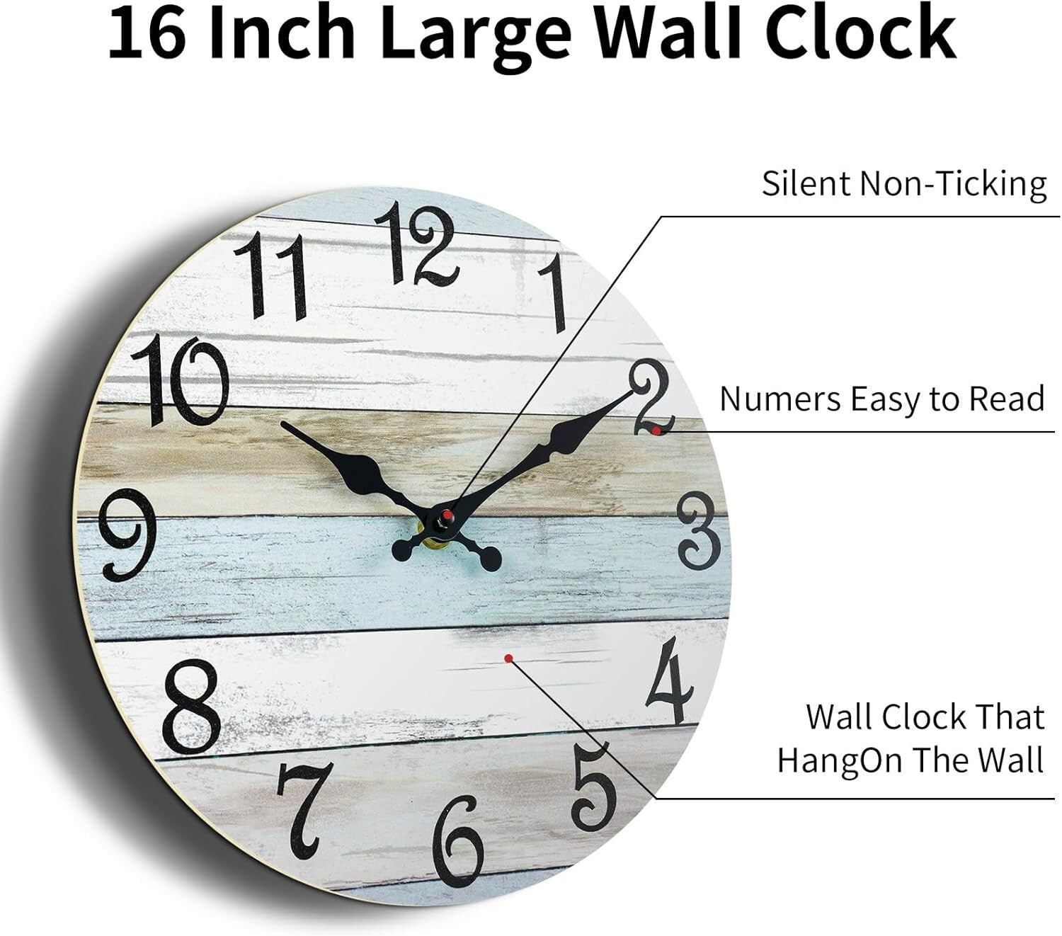 Elegant 16" Battery-Operated Wall Clock - Rustic Decor for Living Room & Office