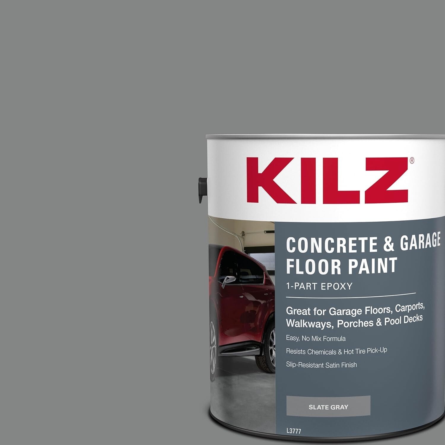 Durable 1-Gallon Epoxy & Acrylic Garage Floor Paint - Slate Gray Satin Finish