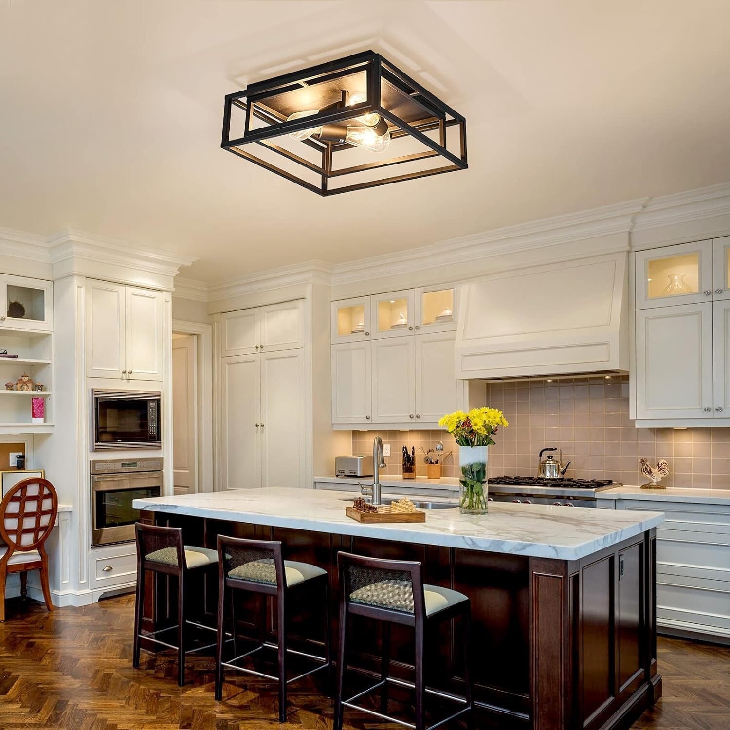 Sleek Modern Flush Mount 3-Light Ceiling Fixture for Dining & Living Spaces