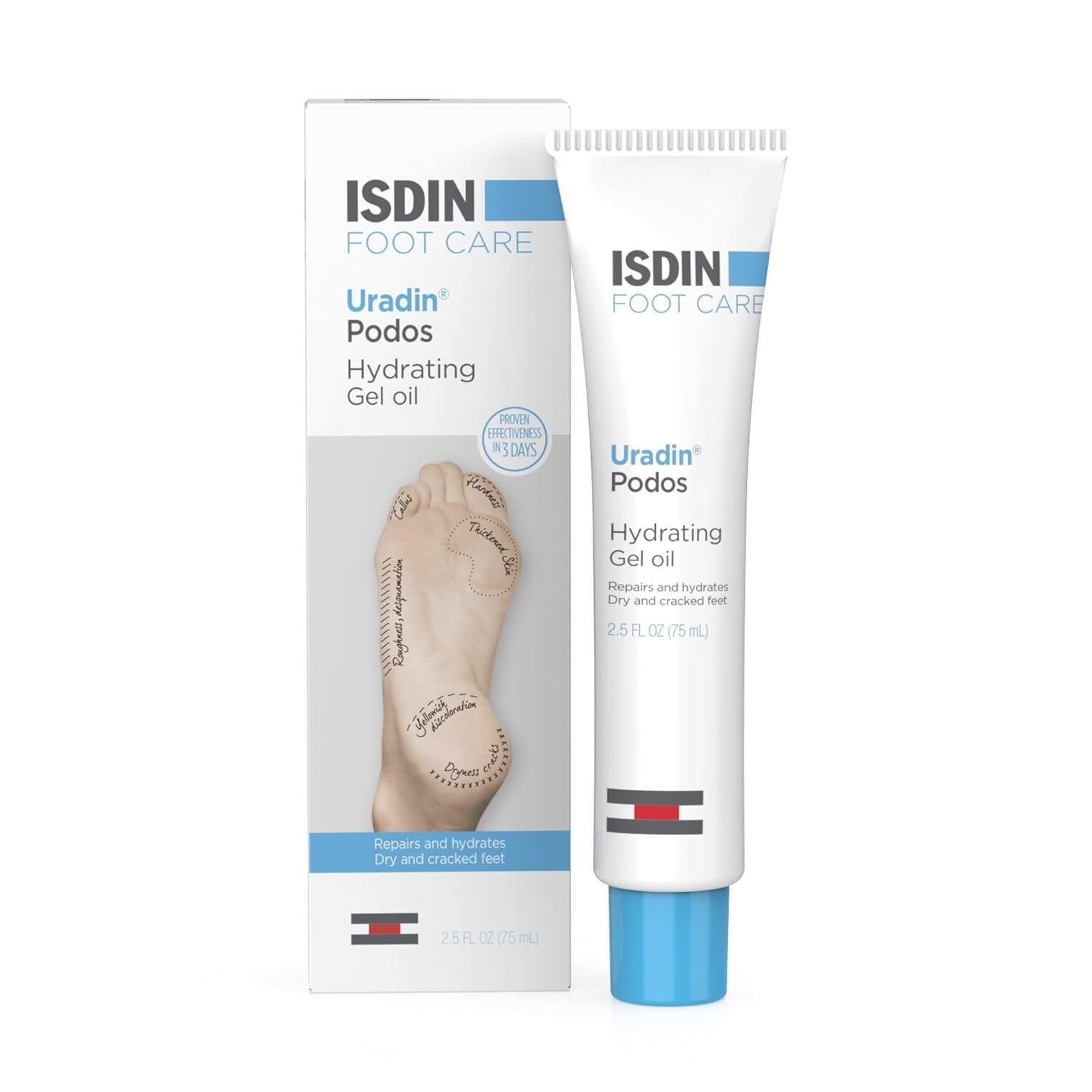 Fast Absorbing Foot Care Cream with Lactic Acid for Dry, Cracked Skin - 75ml