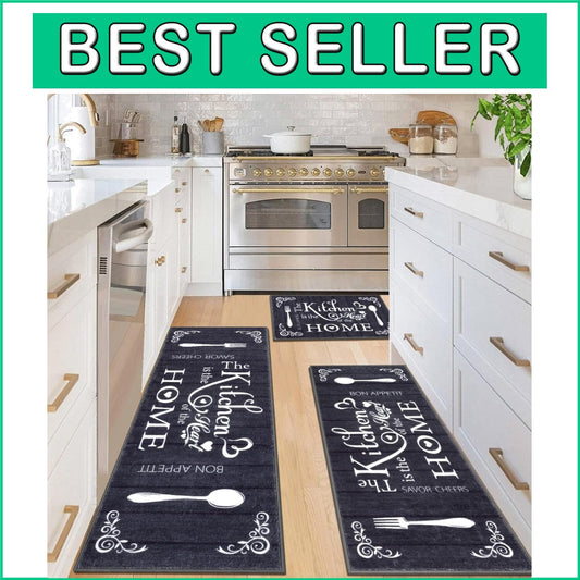 Chic Kitchen Mats Set - 3 Washable Rugs for Farmhouse & Entryway Spaces