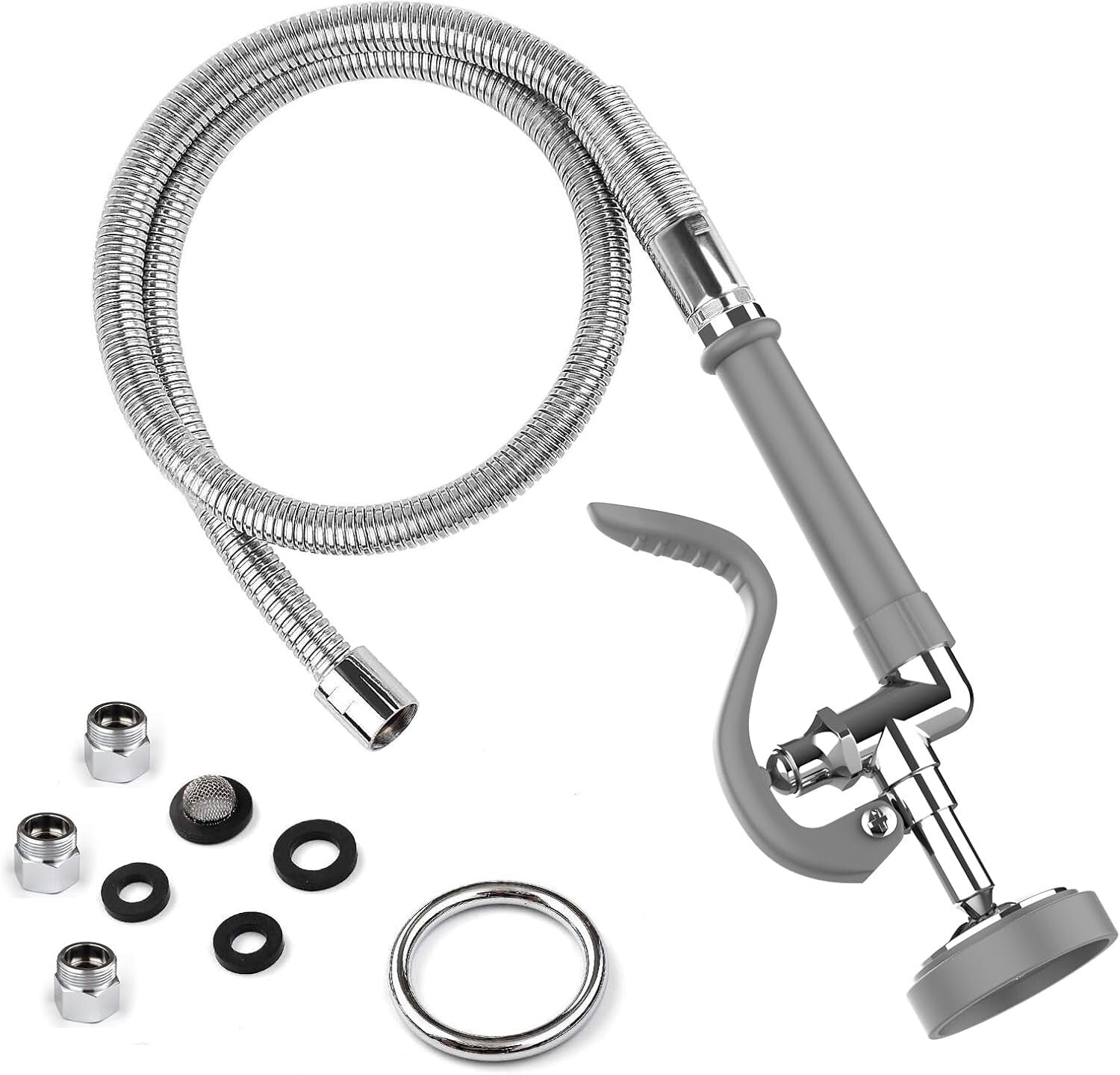 Durable 45-Inch Flexible Stainless Steel Spray Valve for Commercial Kitchens