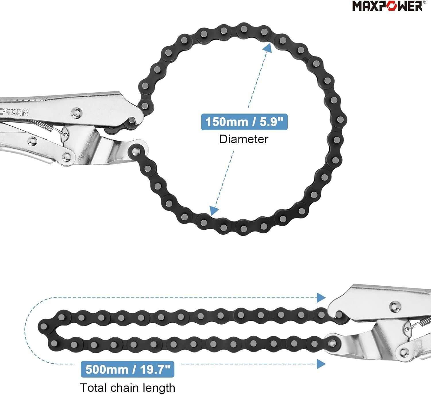 Adjustable 9-Inch Chain Clamp with 19.7-Inch Chain - Comfortable Grip Included