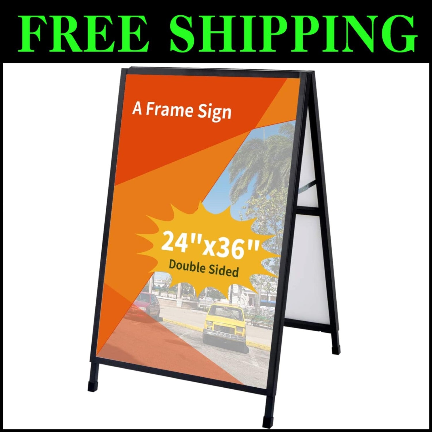 Heavy-Duty A-Frame Sidewalk Sign 24x36 Inches with Slide-in Poster Feature