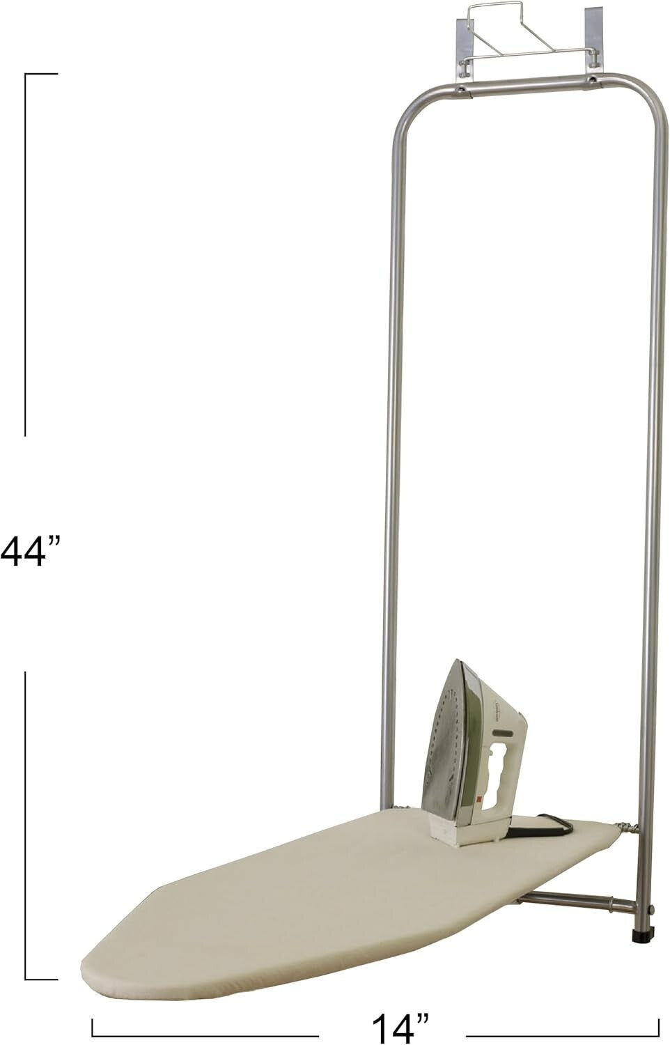 Mini Over The Door Ironing Board with Silver Frame and Noise-Reducing Features