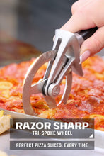 Load image into Gallery viewer, Professional Stainless Steel Pizza Cutter with Safety Thumb Guard &amp; Cover