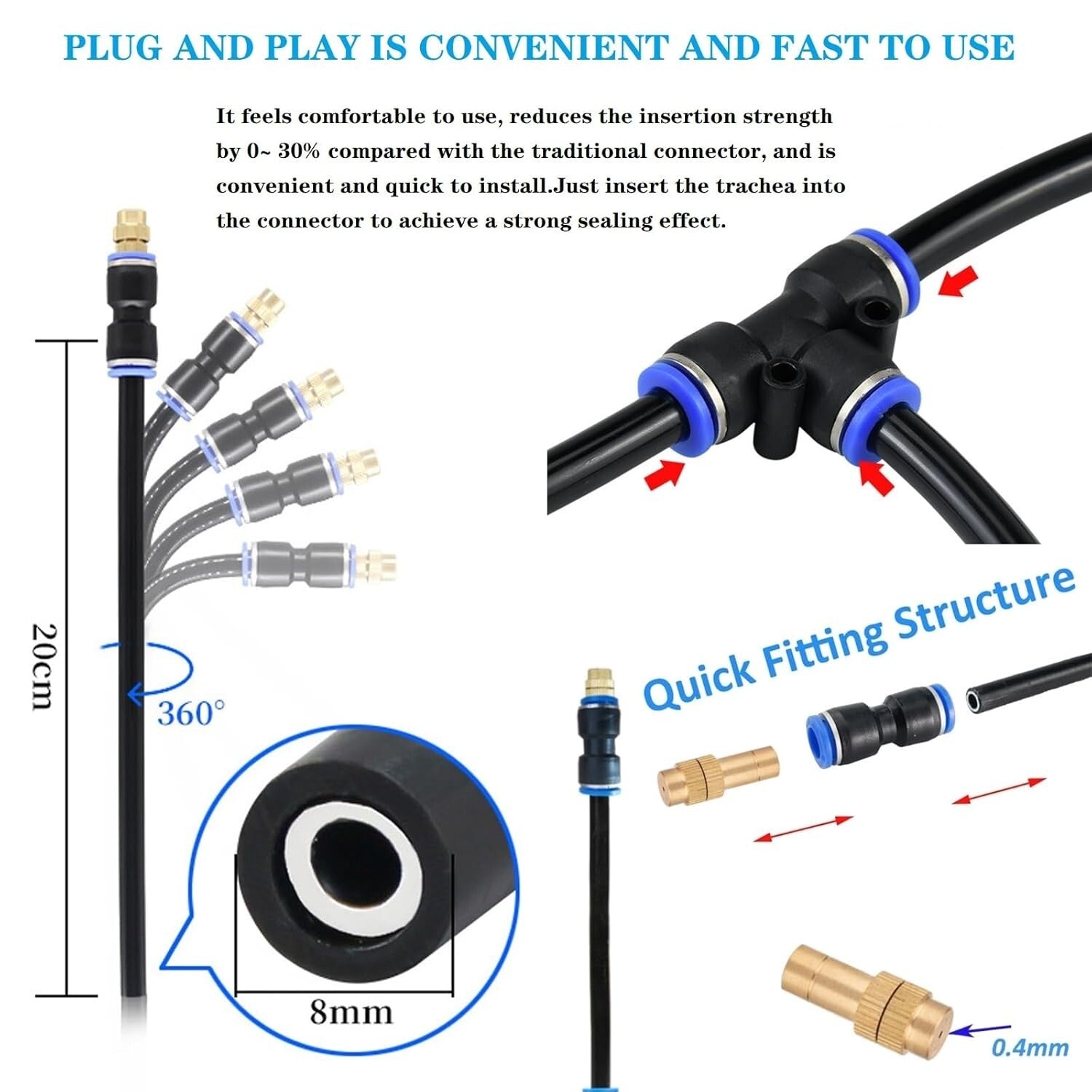 Efficient 82FT Atomizing Irrigation System with Easy Setup & Adjustable Nozzles