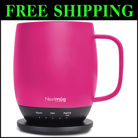 Compact and Stylish True Pink Smart Coffee Mug - Ideal Gift for Hot Drink Lovers