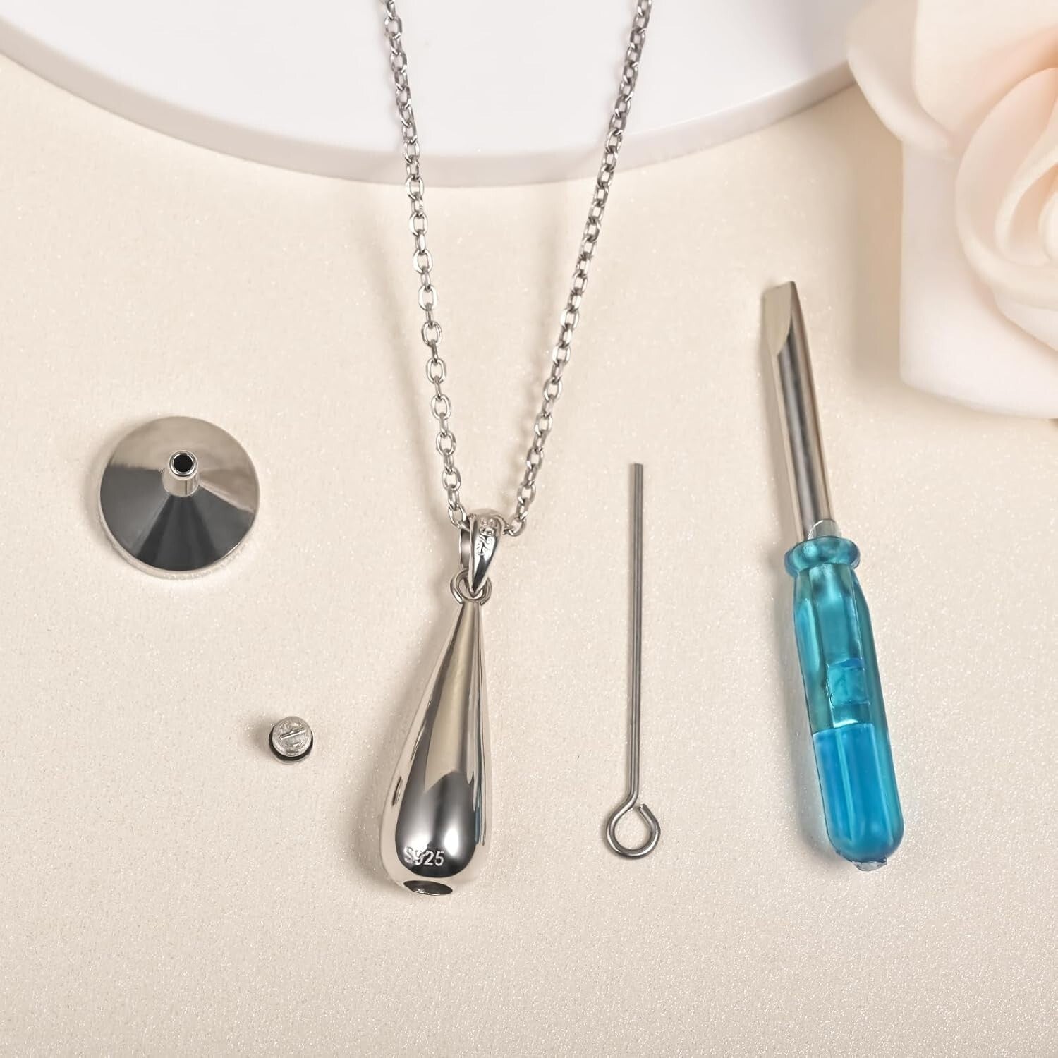 Elegant 925 Sterling Silver Teardrop Urn Pendant Necklace for Cherished Memories