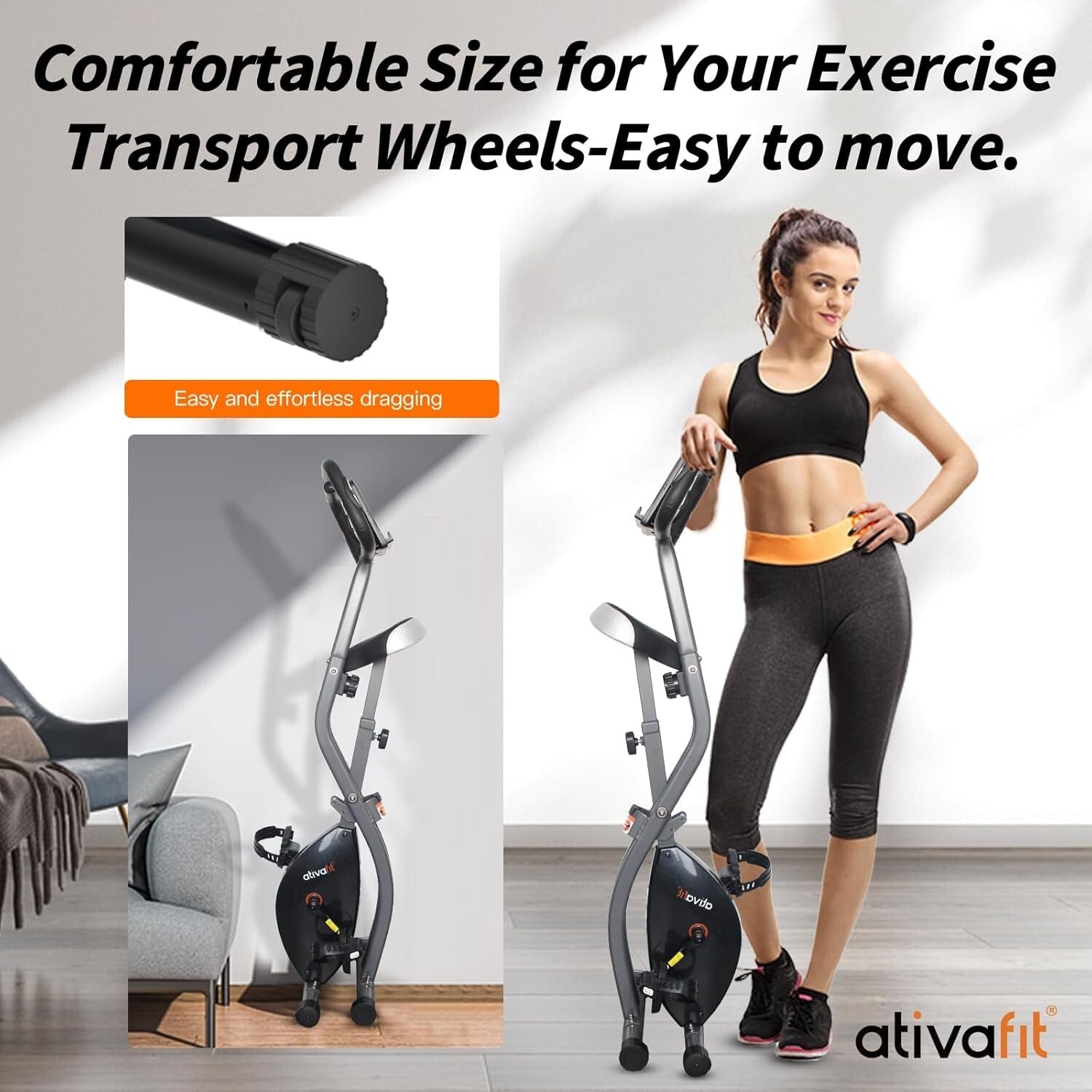 Durable Alloy Steel Folding Exercise Bike with Resistance Bands for All Heights