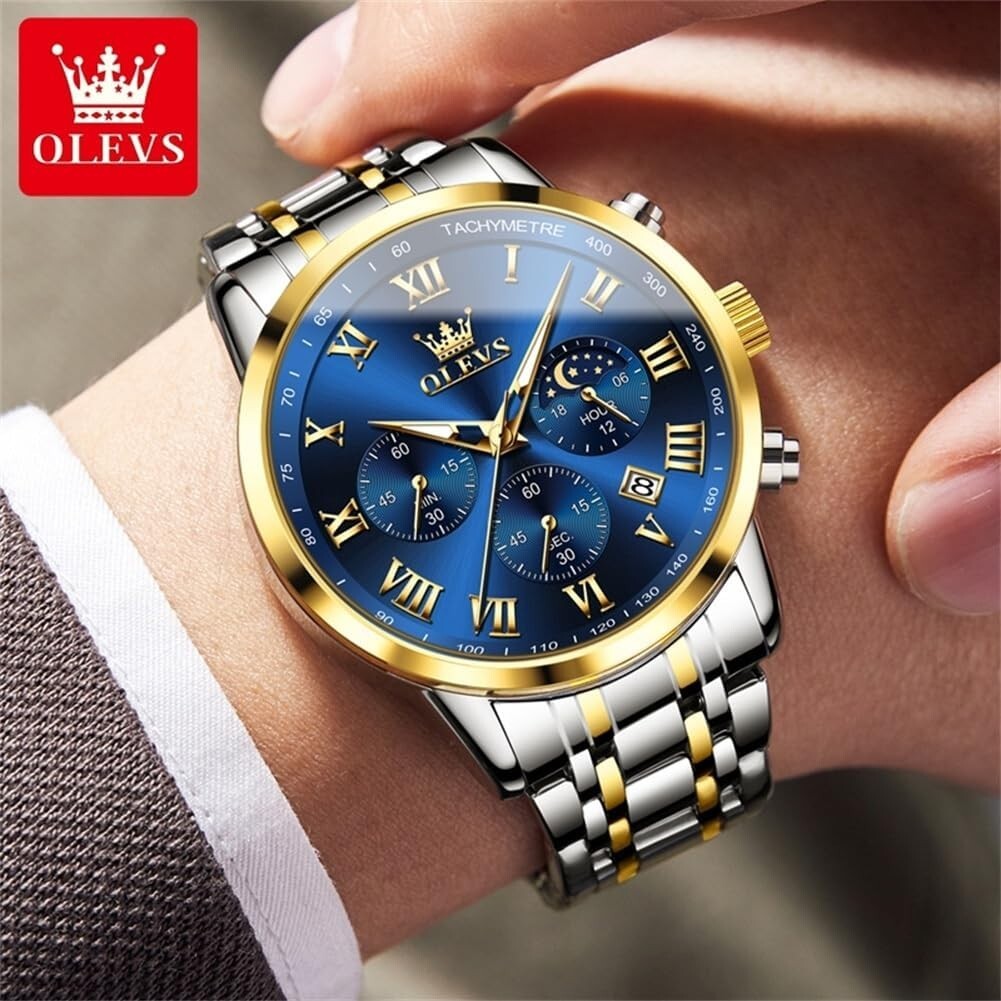 Gifts for Him: Elegant Men's Multi-Dial Chronograph Watch, Waterproof & Luminous