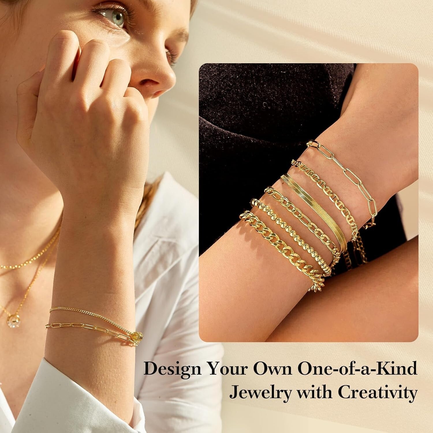 Versatile DIY Jewelry Making Kit - 52.5 Feet of 18k Gold Chains & Accessories