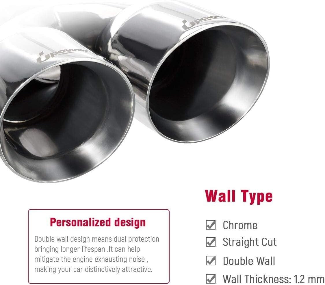 Premium 2.5" to 3.5" Dual Exhaust Tip - Polished 304 Stainless Steel Tailpipe