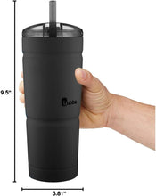 Load image into Gallery viewer, Durable 24oz Matte Black Vacuum Insulated Tumbler – Hot &amp; Cold Beverage Keeper