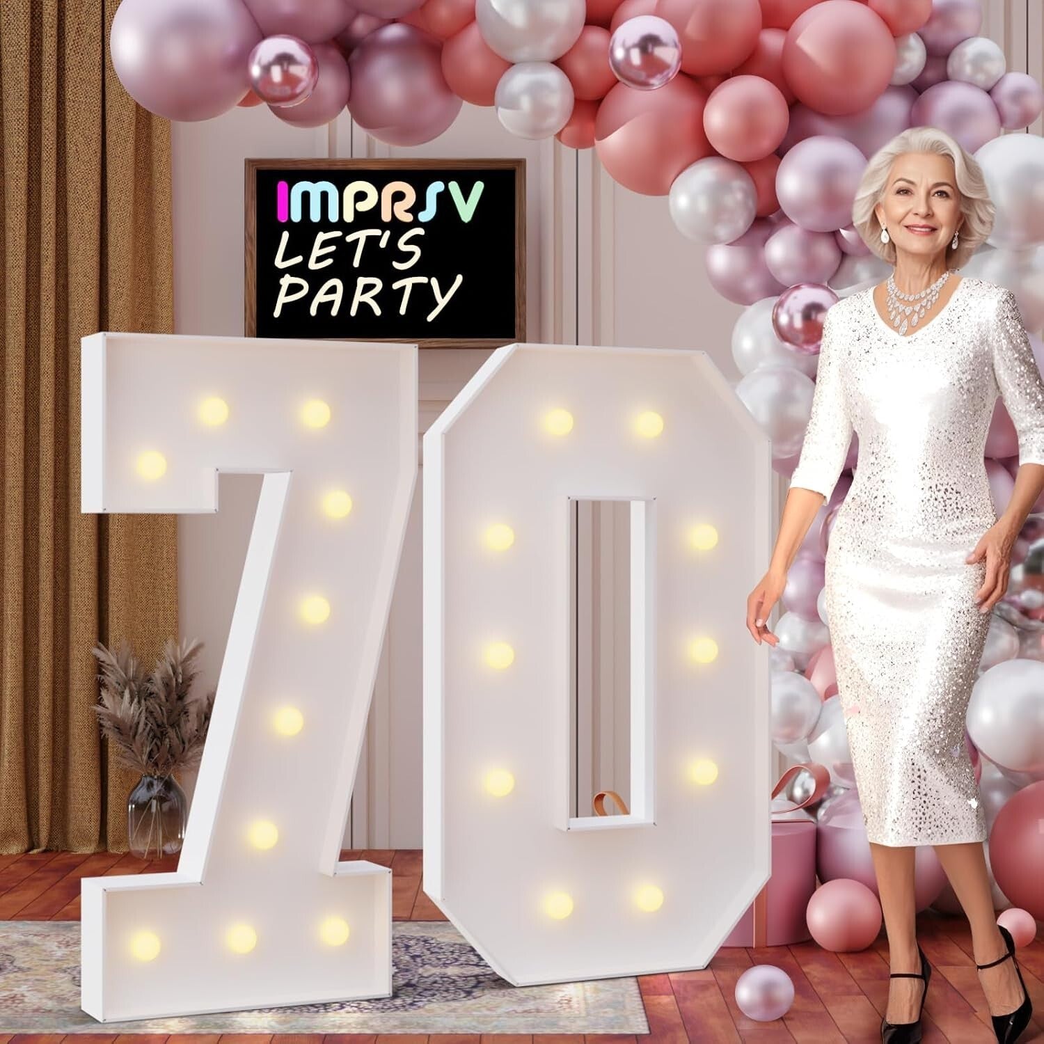 Customizable 4FT Marquee Numbers 70 - Perfect for Anniversaries & Birthdays