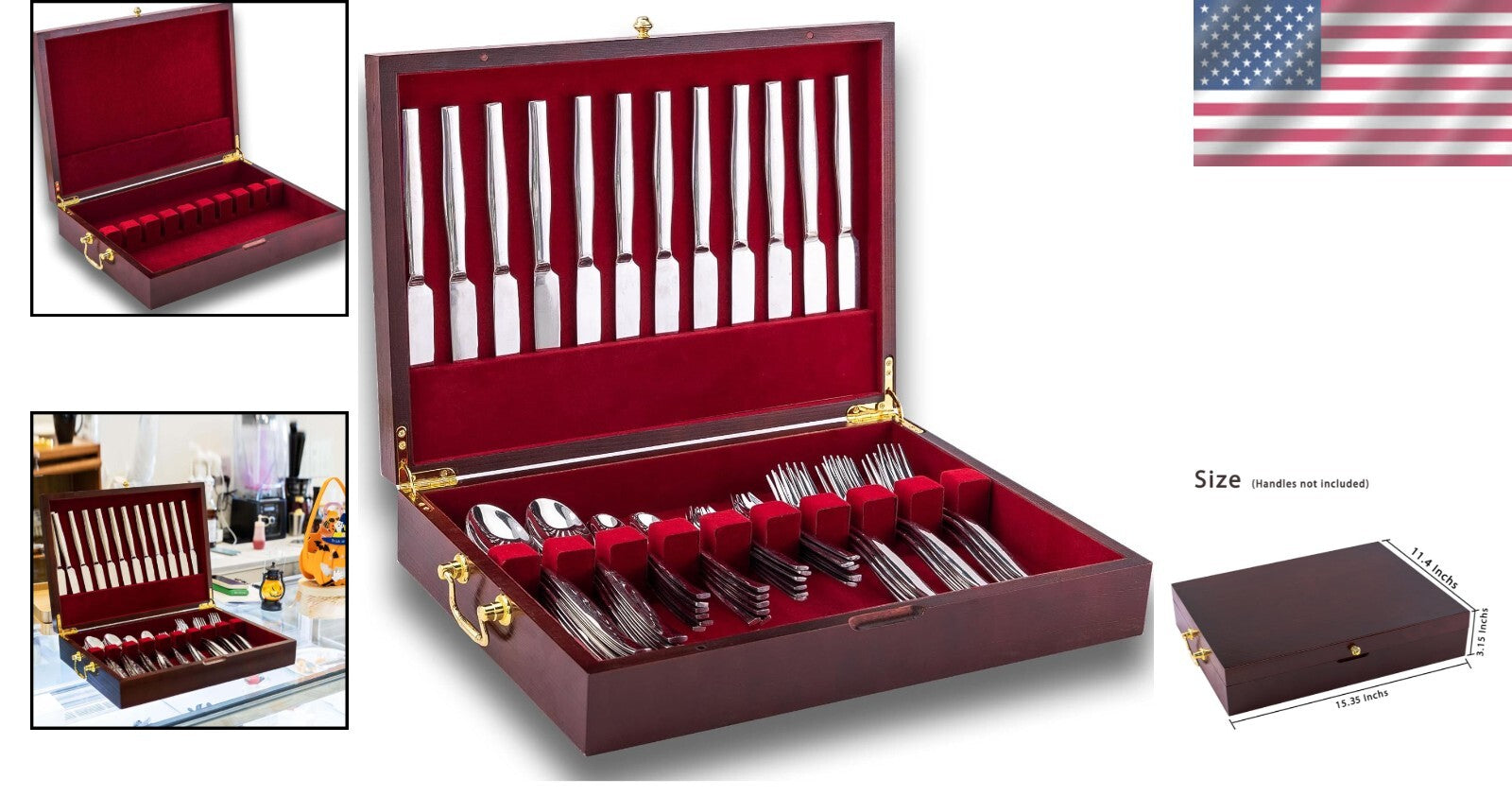 Chic Silverware Box with Carry Handle - Perfect Flatware Chest for Any Occasion