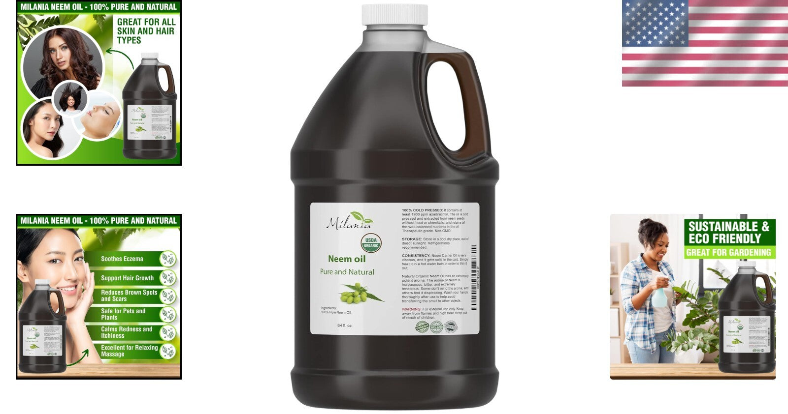 Natural Grade A Neem Oil, 64oz Cold Pressed - Perfect for Skincare & More