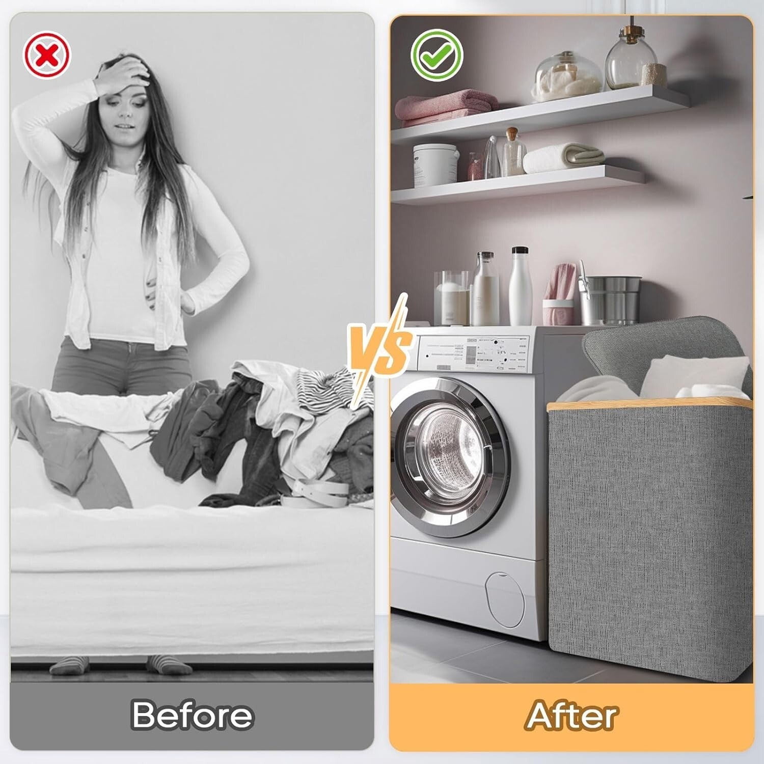 Elegant 36 Gal Bamboo Laundry Hamper with Lid - Portable and Durable Design