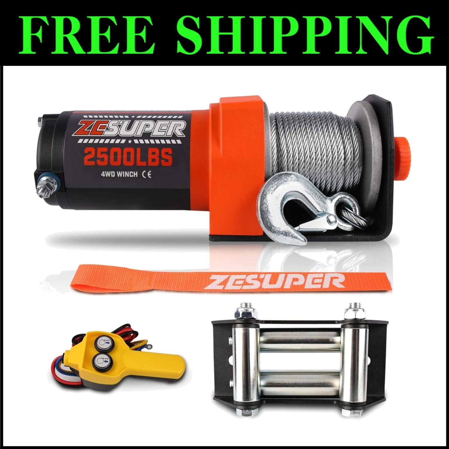 Compact 2500 lb Electric Winch with Steel Cable - Perfect for Boats & Trailers