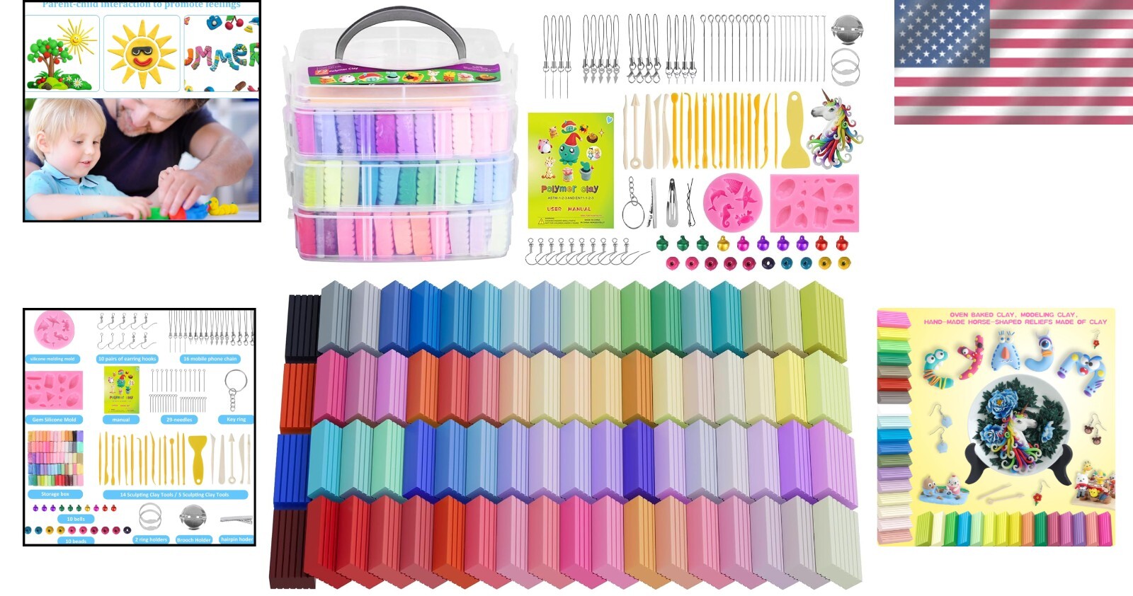 Engaging Polymer Clay Set for Ages 3+ - 72 Colors & Modeling Tools Included