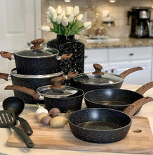 Load image into Gallery viewer, Luxury Induction-Friendly Granite Black Cookware Set - 12 Pieces Included