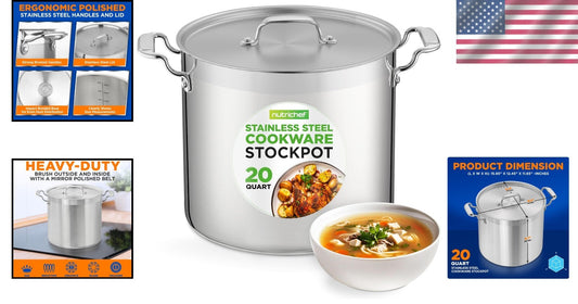 Impact-Bonded 20 Quart Stockpot with Lid - Healthy, Heavy-Duty Cooking Solution