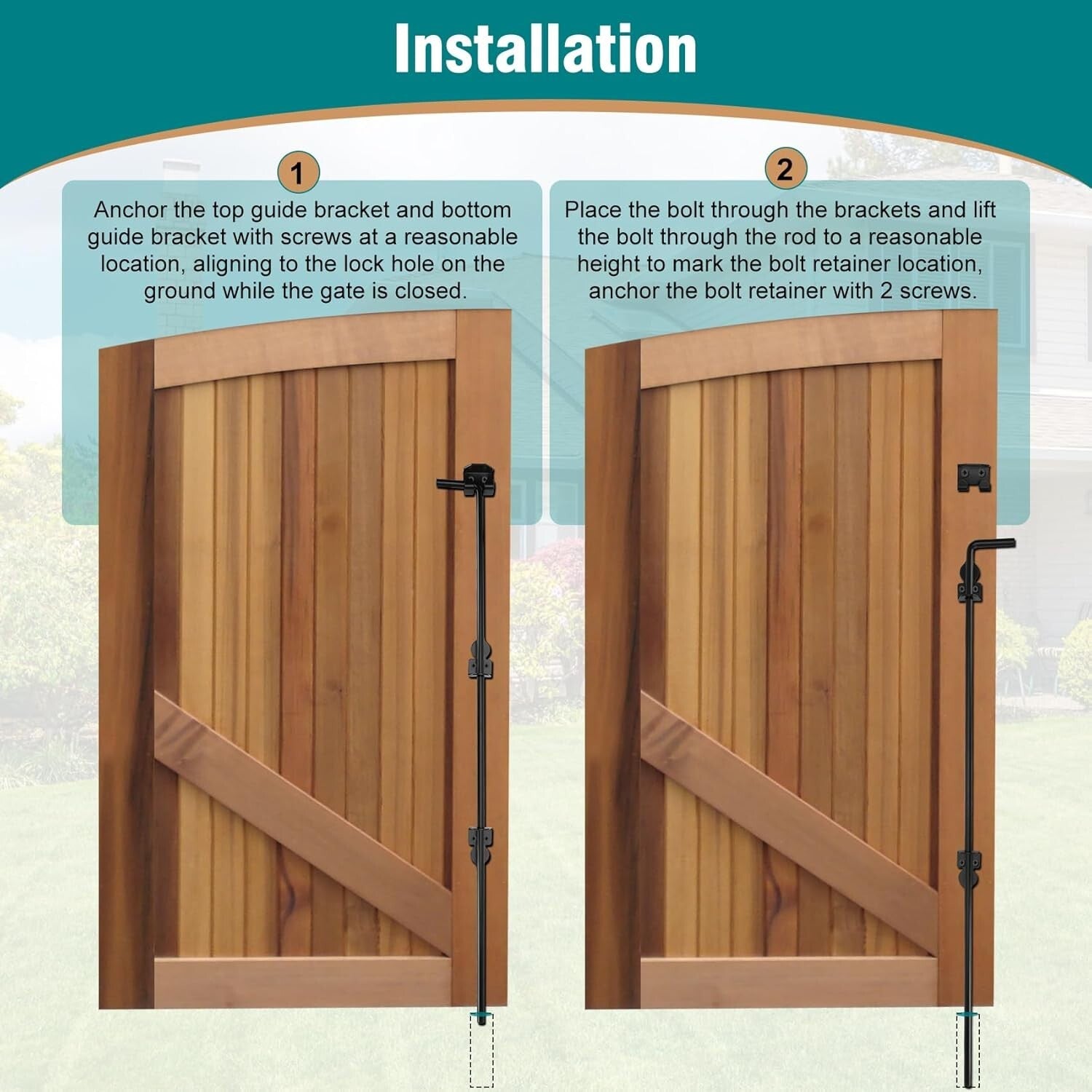 Durable Black Cane Bolt Gate Drop Rod Set - 36'' for Easy Installation (2 Pack)