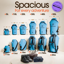 Load image into Gallery viewer, 40L Waterproof Dry Bag Backpack with Phone Case - Light Blue Adventure Ready