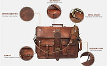 Load image into Gallery viewer, Premium Full Grain Leather Crossbody Bag - 18 Inch Laptop Shoulder Satchel